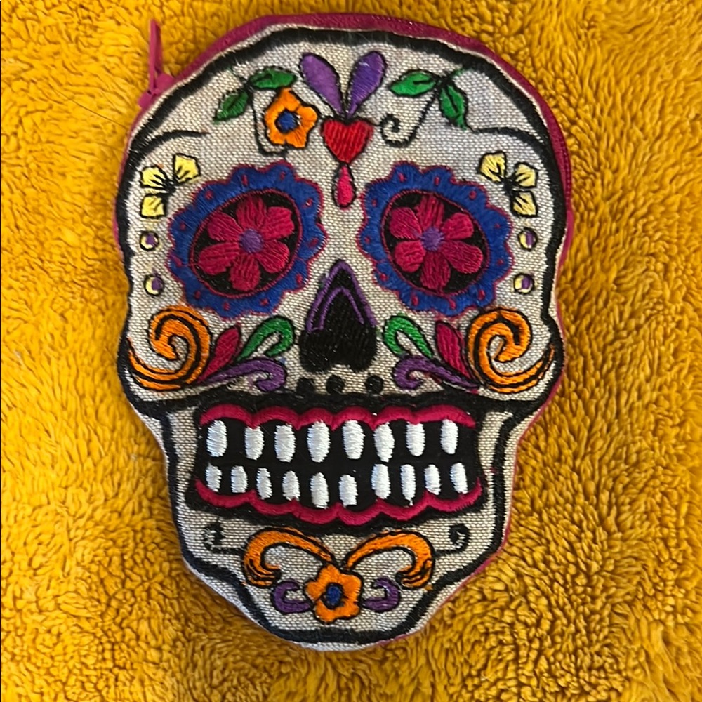 Vibrant Embroidered Floral Pouch
